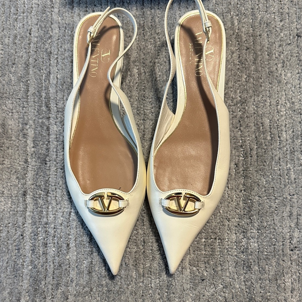 Valentino Women's Ivory Slingback Flats